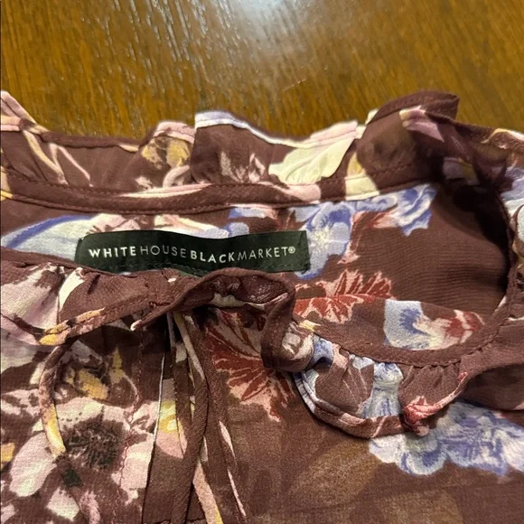 White House Black Market Burgundy Floral Blouse - Picture 3 of 4